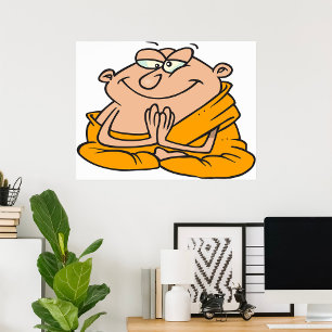 Cartoon man Meditatie Poster