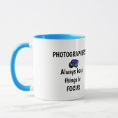 Cartoon man met camera-mok mok (Links)