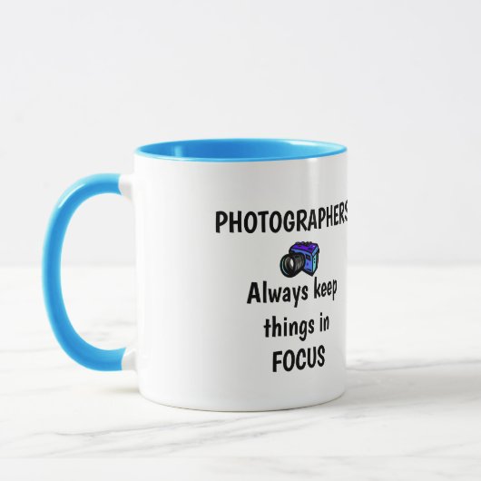 Cartoon man met camera-mok mok (Links)