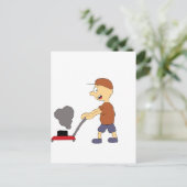 Cartoon Man met grasmaaier Briefkaart (Staand voorkant)