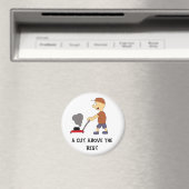 Cartoon Man met grasmaaier Magneet (Insitu (Vaatwasser))