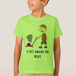 Cartoon Man met grasmaaier T-shirt