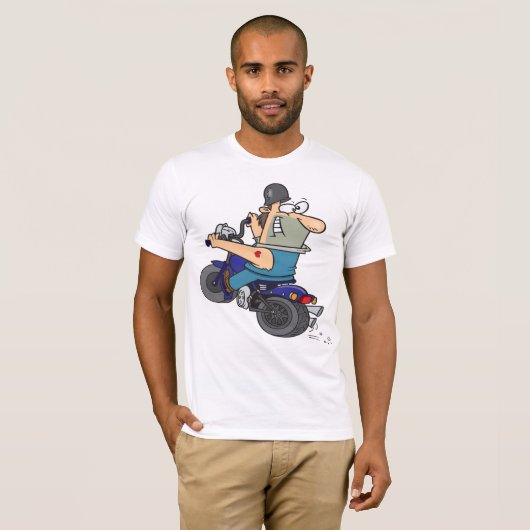 Cartoon Man On A Motorcycle Mens T-Shirt (Voorkant volledig)