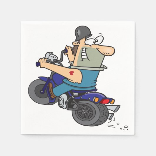 Cartoon Man op een motorfiets papieren servetten (Voorkant)