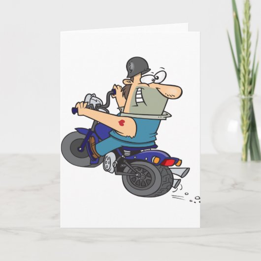 Cartoon Man op een motorfiets Wenskaarten Kaart (Voorkant)