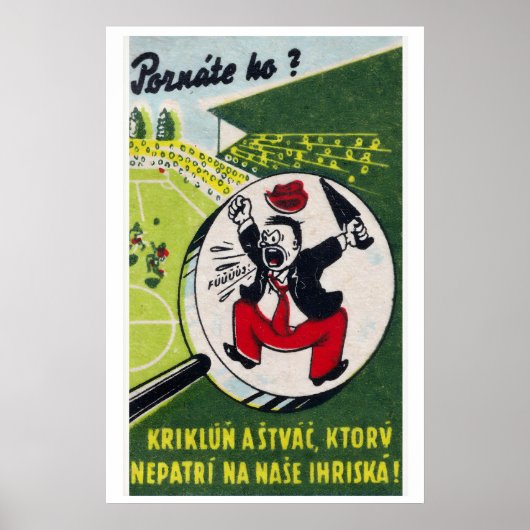 Cartoon Man Shouting Czechoslovakia Mid-Century Poster (Voorkant)