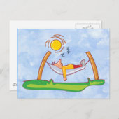 Cartoon Man slapen in hangmat Briefkaart (Voorkant / Achterkant)