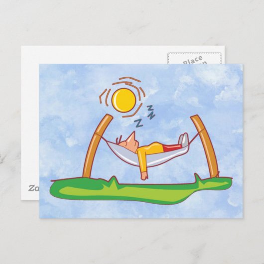 Cartoon Man slapen in hangmat Briefkaart (Voorkant / Achterkant)