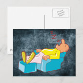 Cartoon Man Slapen in Lounge Chair ZZZ Briefkaart (Voorkant / Achterkant)