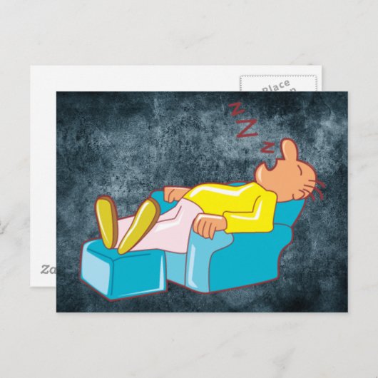 Cartoon Man Slapen in Lounge Chair ZZZ Briefkaart (Voorkant / Achterkant)