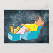 Cartoon Man Slapen in Lounge Chair ZZZ Briefkaart (Voorkant)