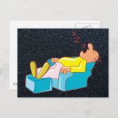 Cartoon Man Slapen in Lounge Chair ZZZ Briefkaart (Voorkant / Achterkant)