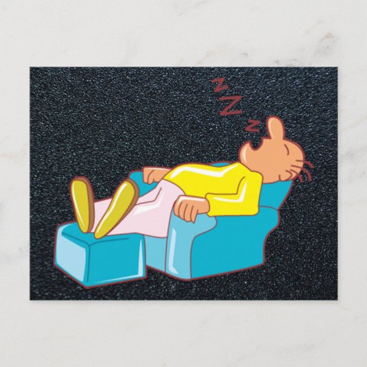 Cartoon Man Slapen in Lounge Chair ZZZ Briefkaart (Voorkant)