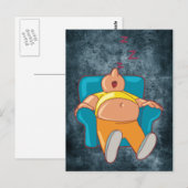 Cartoon Man Slapen in Stoel ZZZ Briefkaart (Voorkant / Achterkant)