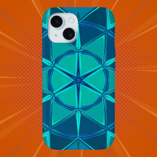 Cartoon Mandala Blauw iPhone 15 Case