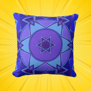 Cartoon Mandala Blauw en Paarse Kussen