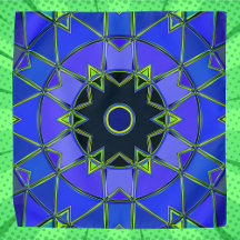 Cartoon Mandala Blauw Groen en Zwart