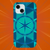 Cartoon Mandala Blauw iPhone 15 Case