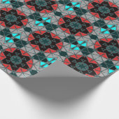 Cartoon Mandala Blauw Rood en Zwart Cadeaupapier (Hoek)