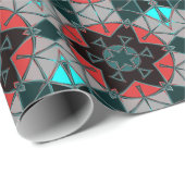 Cartoon Mandala Blauw Rood en Zwart Cadeaupapier (Rol Hoek)