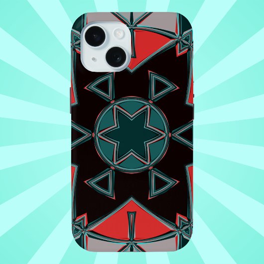 Cartoon Mandala Blauw Rood en Zwart Case-Mate iPhone Case