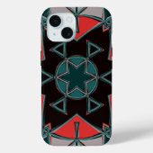 Cartoon Mandala Blauw Rood en Zwart Case-Mate iPhone Case (Achterkant)