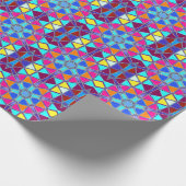 Cartoon Mandala Blauw Roze Geel en Sinaasappel Cadeaupapier (Hoek)