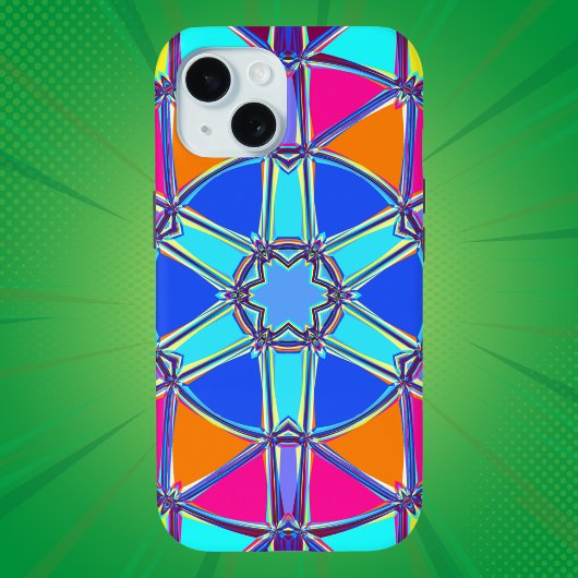 Cartoon Mandala Blauw Roze Geel en Sinaasappel Case-Mate iPhone Case