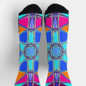 Cartoon Mandala Blauw Roze Geel en Sinaasappel Sokken (Top)