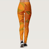 Cartoon Mandala Bloed Oranje en rood Leggings (Achterkant)