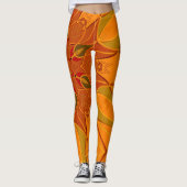 Cartoon Mandala Bloed Oranje en rood Leggings (Voorkant)
