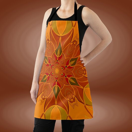 Cartoon Mandala Bloed Oranje en rood Schort