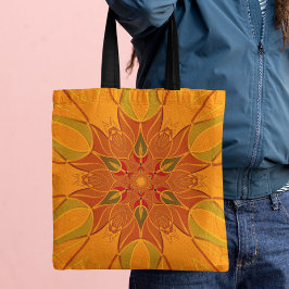 Cartoon Mandala Bloed Oranje en rood Tote Bag