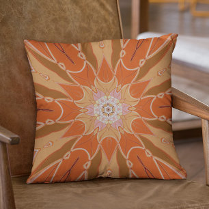 Cartoon Mandala Bloed Oranje en Roze Kussen