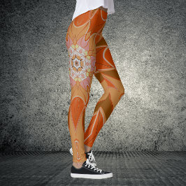 Cartoon Mandala Bloed Oranje en Roze Leggings