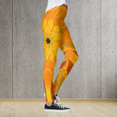 Cartoon Mandala Bloem Oranje Geel en Rood Leggings