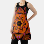 Cartoon Mandala Bloem Oranje Roze en Zwart Schort (Insitu)