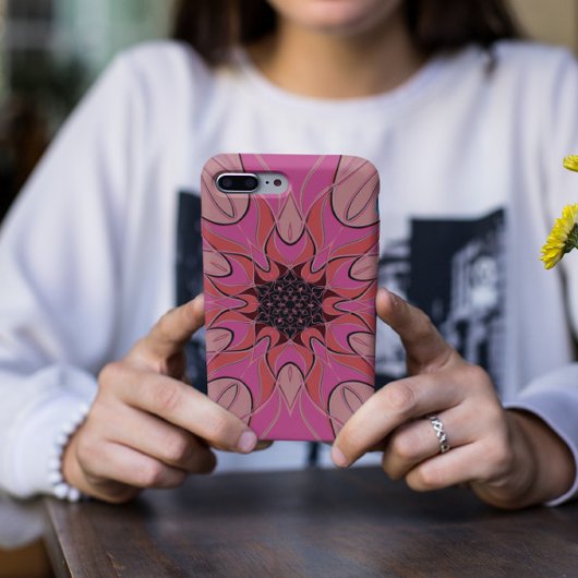 Cartoon Mandala Bloem Roze Case-Mate iPhone Case