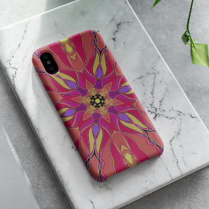 Cartoon Mandala Bloem Roze Geel en Paars Case-Mate iPhone Case