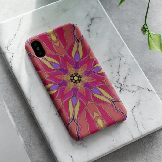 Cartoon Mandala Bloem Roze Geel en Paars Case-Mate iPhone Case