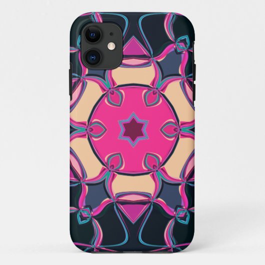 Cartoon Mandala Bloem Roze Geel en Zwart Case-Mate iPhone Case (Achterkant)