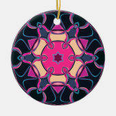 Cartoon Mandala Bloem Roze Geel en Zwart Keramisch Ornament (Voorkant)