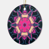 Cartoon Mandala Bloem Roze Geel en Zwart Keramisch Ornament (Links)