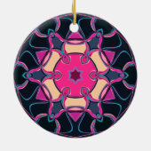 Cartoon Mandala Bloem Roze Geel en Zwart Keramisch Ornament (Achterkant)