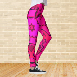Cartoon Mandala Bloem Roze Leggings