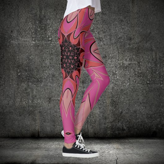 Cartoon Mandala Bloem Roze Leggings