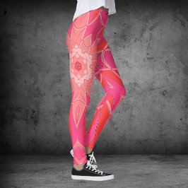 Cartoon Mandala Bloem Roze Leggings