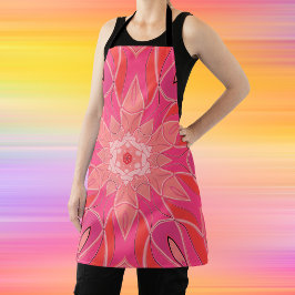 Cartoon Mandala Bloem Roze Schort