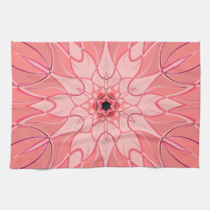 Cartoon Mandala Bloem Roze Theedoek