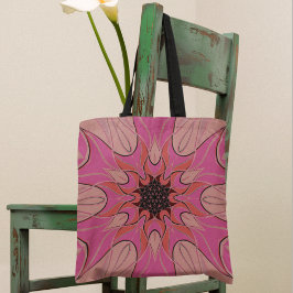 Cartoon Mandala Bloem Roze Tote Bag